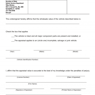 Form VSD 896. Affirmation of Appraisal - Illinois