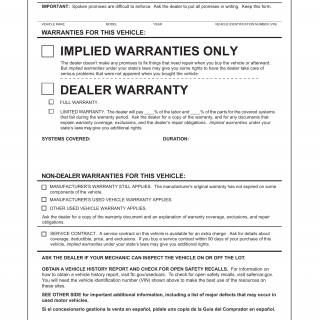 Form VSD 925. Buyer's Guide - Implied Warranties Only - Illinois