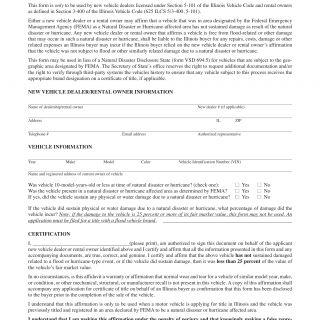 Form VSD 931. Affidavit in Lieu of Natural Disaster Disclosure Statement - Illinois