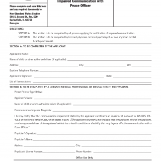 Form VSD 976. Certification for Impaired Communication with Peace Officer - Illinois
