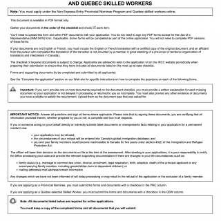 Form IMM 5690. Document Checklist