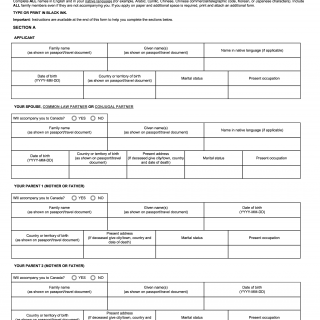Form IMM 5707. Family Information 