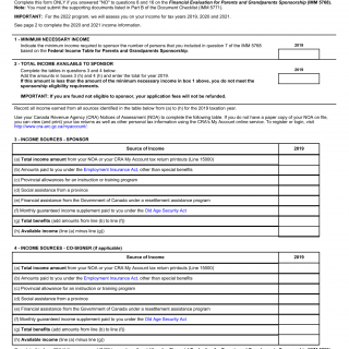 Form IMM 5748. Income Sources for the Sponsorship of Parents and Grandparents