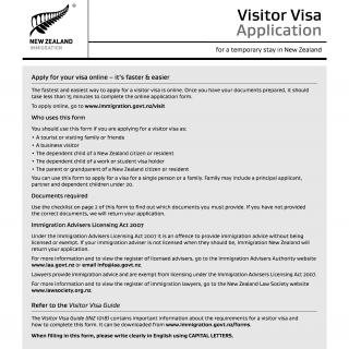 INZ 1017. Visitor Visa Application