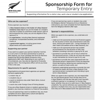 INZ 1025. Sponsorship Form for Temporary Entry