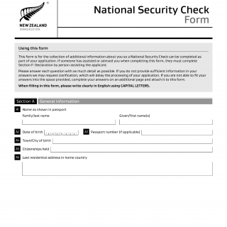 INZ 1209. National Security Check Form