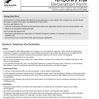INZ 1241. Partner and Child Temporary Visa Declaration Form