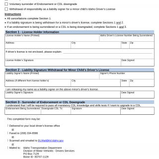Form ITD 0015. Request for Driver's License Cancellation