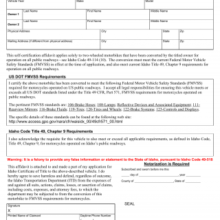 Form ITD 3018. Motorbike to Motorcycle Conversion Self Certification Affidavit