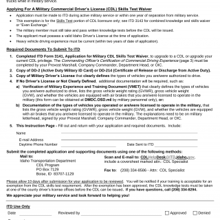 Form ITD 3141. Military CDL Skills Test Waiver Application