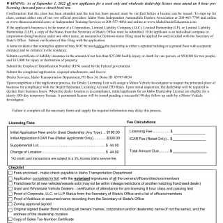 Form ITD 3170. Application for Dealer License