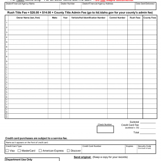 Form ITD 3203. Titles Transmittal For Dealer/Financial Agency, RUSHES ONLY