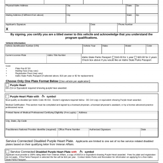 Form ITD 3398. Purple Heart Plates Application