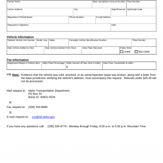 Form ITD 3553. Non-Idaho Based Sold/Wrecked Vehicle Refund Application