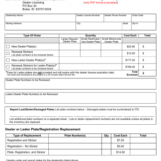 Form ITD 3635. Application for Dealer Plate