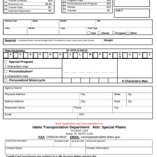 Form ITD 3670. Exempt License Plates 
