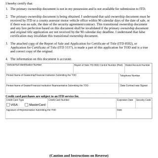 Form ITD 3901. Transitional Ownership Document