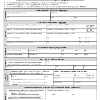 Form ITD 3367. Duplicate Idaho Title Application