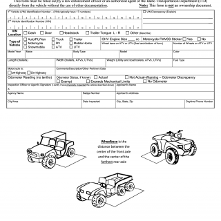 Form ITD 3403. Vehicle Identification Number Inspection Certification