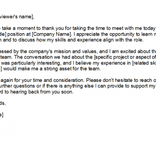 Job Interview Thank You Email