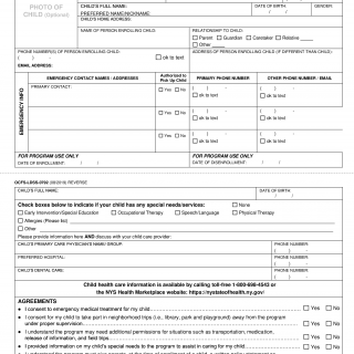 OCFS-LDSS-0792. Day Care Enrollment form