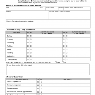 LDSS-4055. Residential Placement Assessment Form
