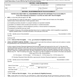 LDSS-4810. Re-determination of Title IV-E Eligibility Checklist (Foster Care)