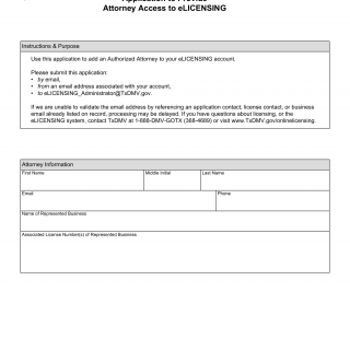 Form LF706. Application to Provide Attorney Access to eLICENSING - Texas