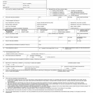 Form LIC 200. Application For A Community Care Facility or Residential Care Facility For The Elderly License - California