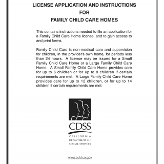 Form LIC 279A. License Application And Instructions For Family Child Care Homes