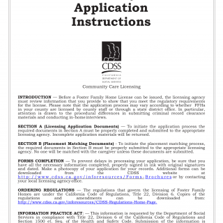 Form LIC 283A. Foster Family Home Application Instructions - California