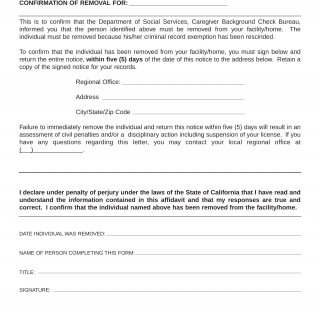 Form LIC 300C. Removal Confirmation - Rescinded - California