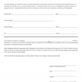 Form LIC 308. Designation Of Facility Responsibility - California