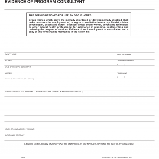 Form LIC 313. Evidence Of Program Consultant - California