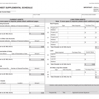 Form LIC 403A. Balance Sheet Supplemental Schedule - California