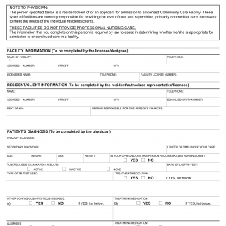 Form LIC 602. Physician's Report For Community Care Facilities