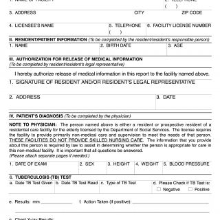 Form LIC 602A. Physician's Report For Residential Care Facilities For The Elderly (RCFE)