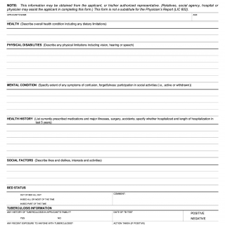 Form LIC 603. Preplacement Appraisal Information