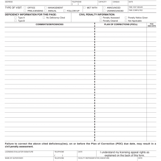 Form LIC 809. Facility Evaluation Report - California