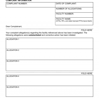 Form LIC 856B. Complaint Determination Notification - Substantiated - California