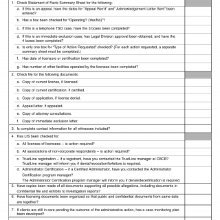 Form LIC 9029B. Statement Of Facts Preparation Checklist - California