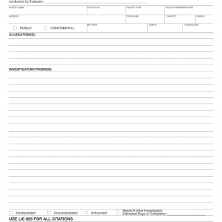 Form LIC 9099. Complaint Investigation Report - California