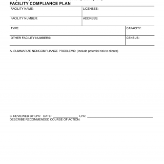 Form LIC 9112. Facility Compliance Plan - California