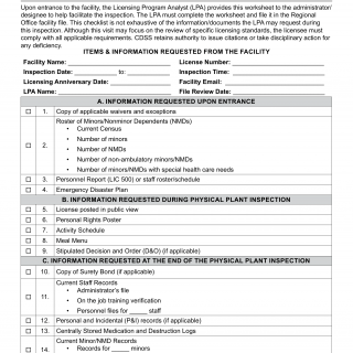 Form LIC 9239 EBSH. Entrance Checklist - Enhanced Behavioral Supports Homes - California