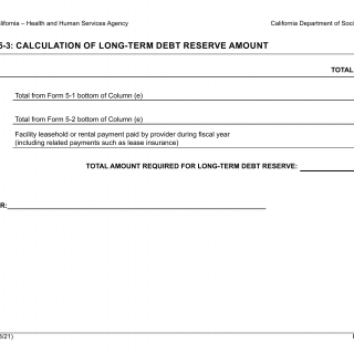 Form LIC 9267. Form 5-3: Calculation Of Long-Term Debt Reserve Amount - California
