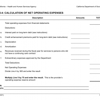 Form LIC 9268. Form 5-4: Calculation Of Net Operating Expenses - California