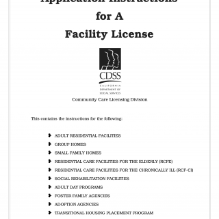 Form LIC 281. Application Instructions for A Facility License
