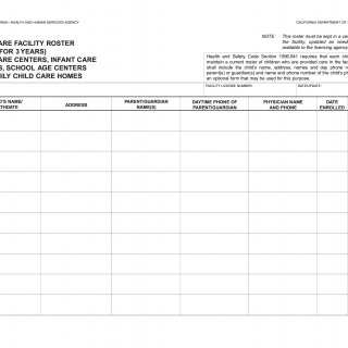 Form LIC 9040. Child Care Facility Roster