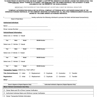 Form LOA-1. Letter Of Authorization For Vehicle Transactions | Forms ...