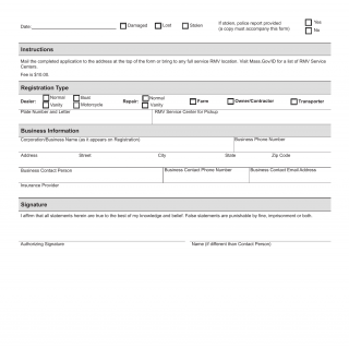 Mass RMV - Application for Replacement Section 5 Plate